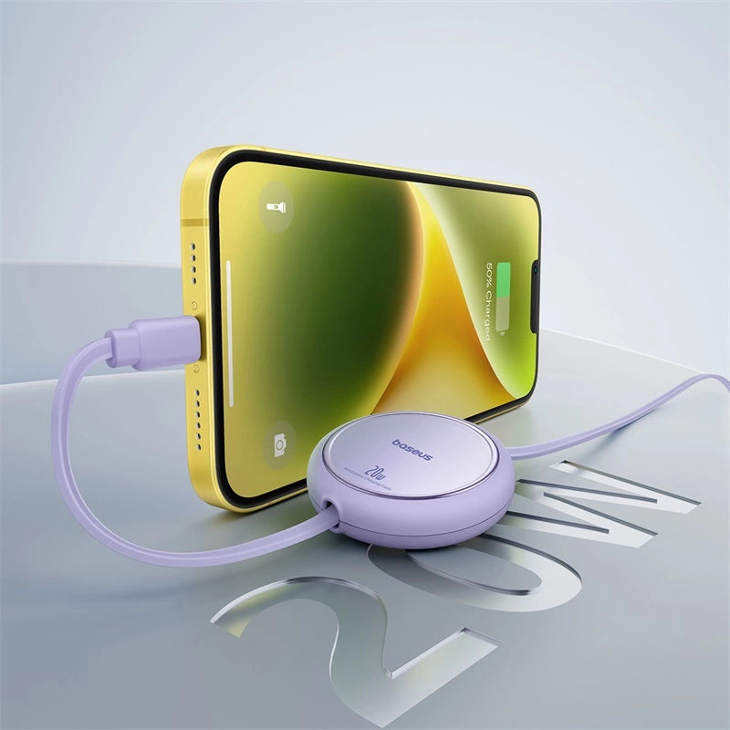 Baseus Free2Pull einziehbares USB-C/ Lightning -Kabel 20 W 1 m – Lila