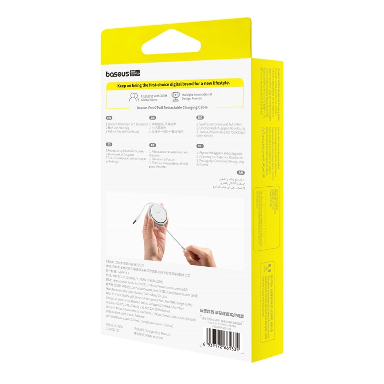 Baseus Free2Pull einziehbares USB-C/ Lightning -Kabel 20 W 1 m – blau