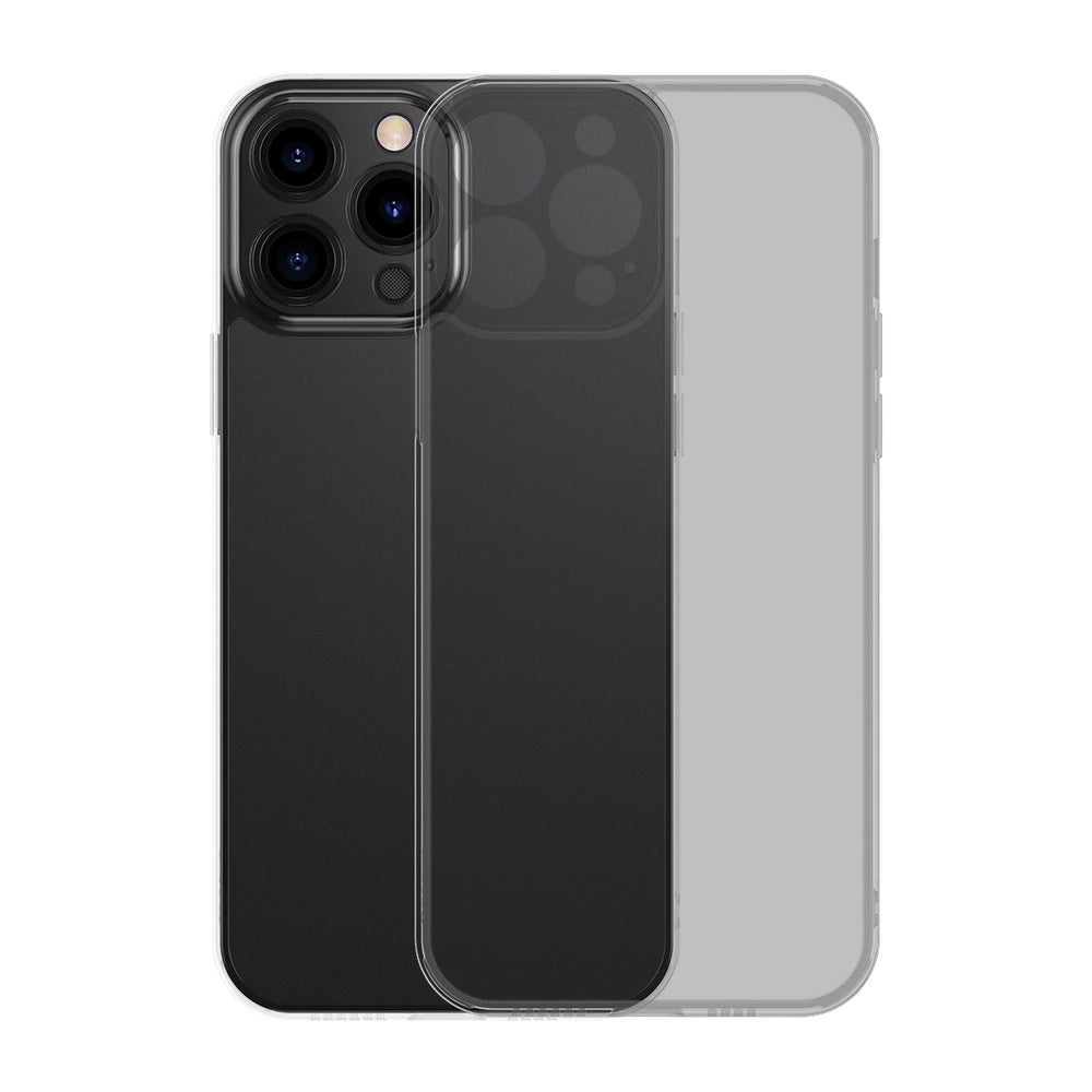 Baseus Frosted Glass Case Cover für iPhone 13 Pro Hardcover mit Gelrahmen schwarz (ARWS000401)