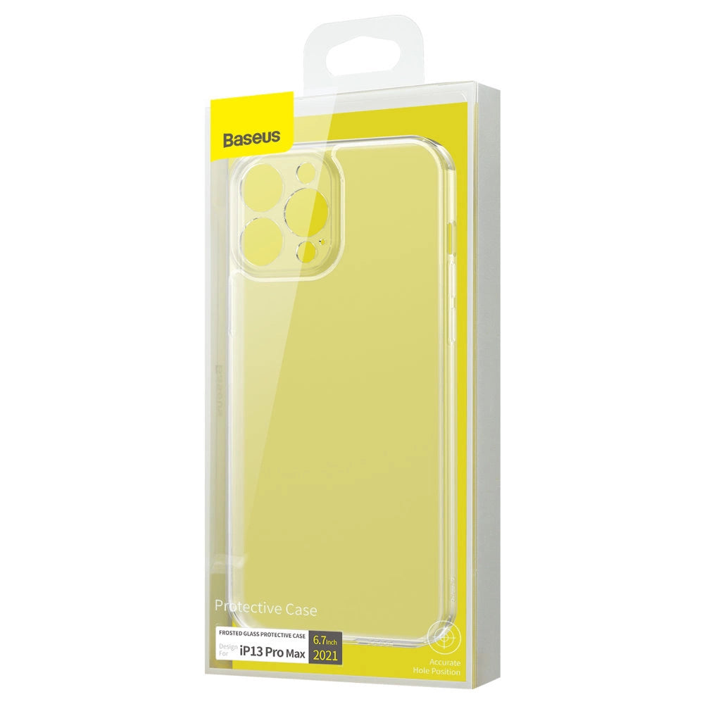Baseus Frosted Glass Case Cover für iPhone 13 Pro Max Hardcover mit Gelrahmen Transparent (ARWS000202)