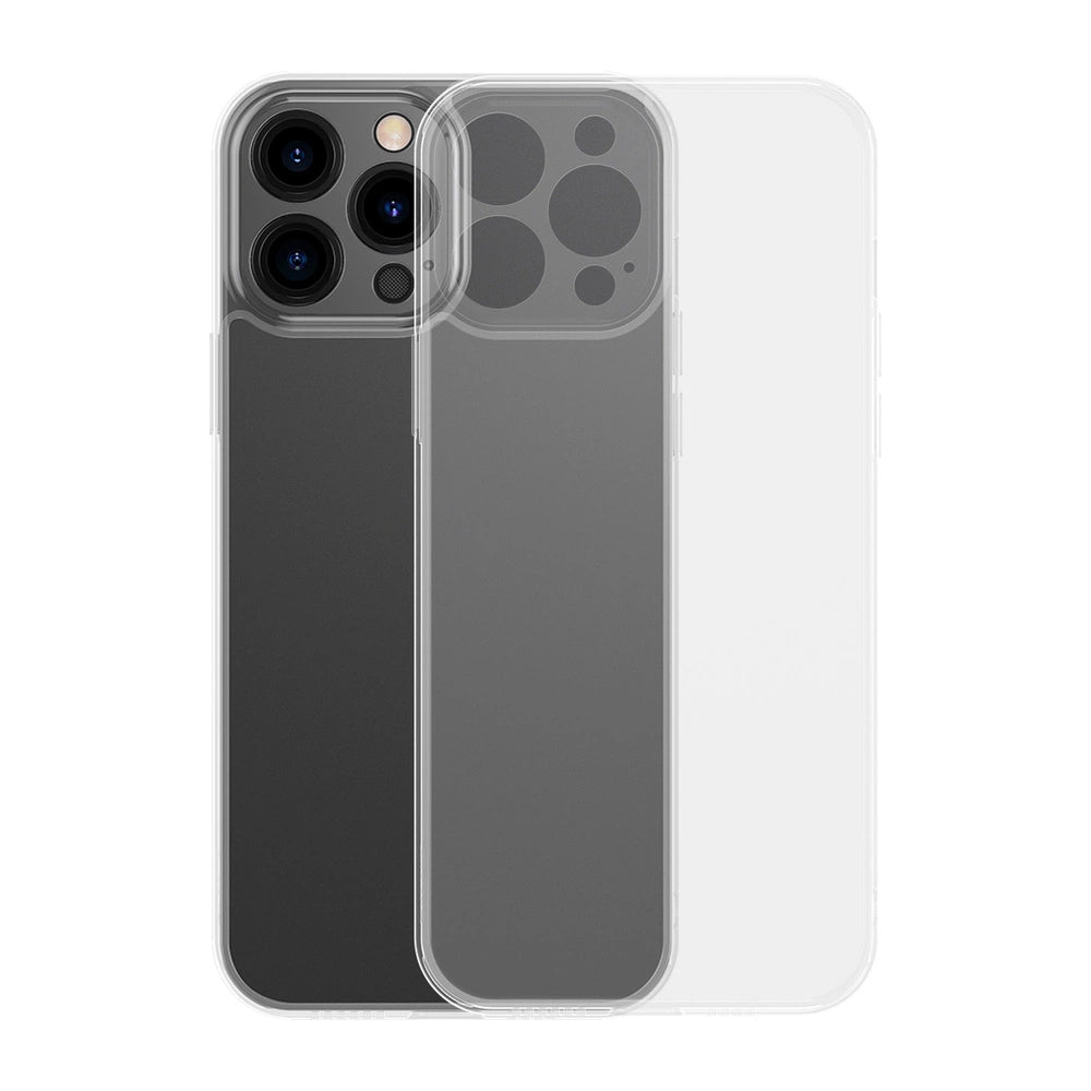 Baseus Frosted Glass Case Cover für iPhone 13 Pro Max Hardcover mit Gelrahmen Transparent (ARWS000202)