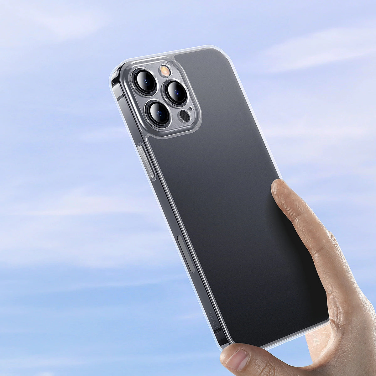 Baseus Frosted Glass Case Cover für iPhone 13 Pro Max Hardcover mit Gelrahmen Transparent (ARWS000802)