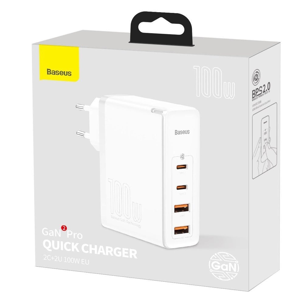 Baseus GaN2 Pro Schnellladegerät 100W USB / USB Typ C Quick Charge 4+ Power Delivery weiß (CCGAN2P-L02)