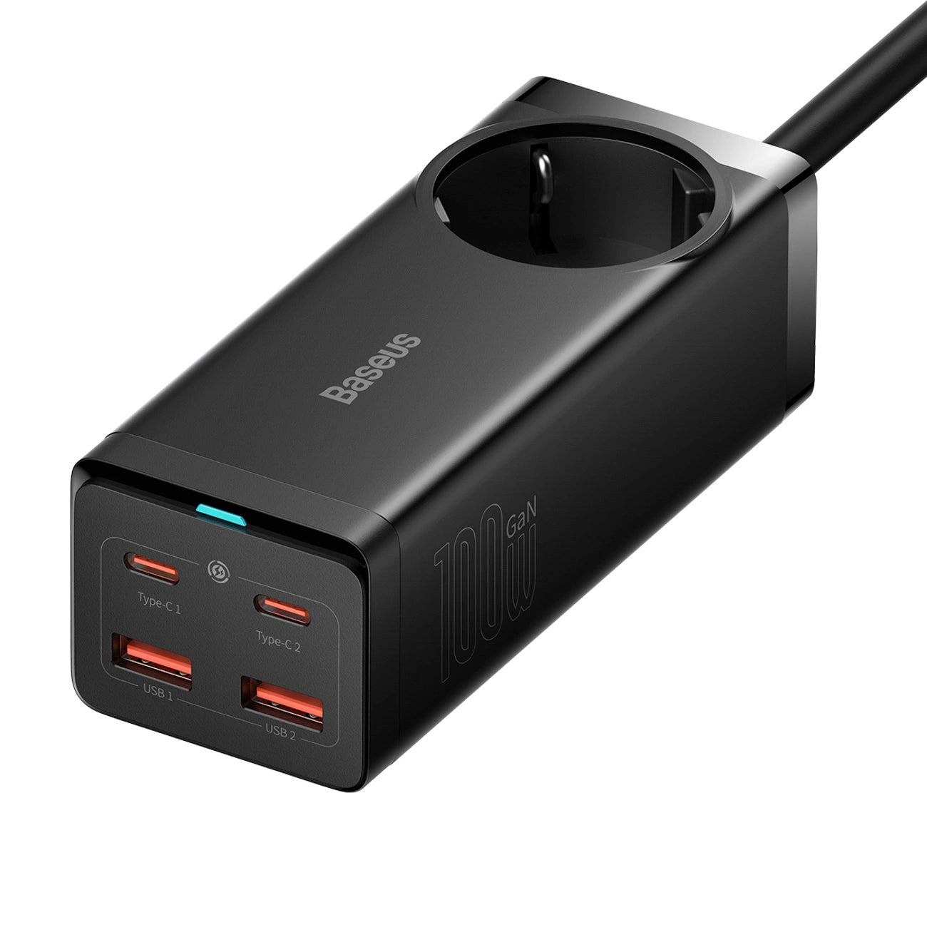 Baseus GaN3 Pro 100W EU-Ladestation + 2 x USB-A + 2 x USB-C mit 1 m Kabel Baseus Xiaobai USB-C 100W - Schwarz