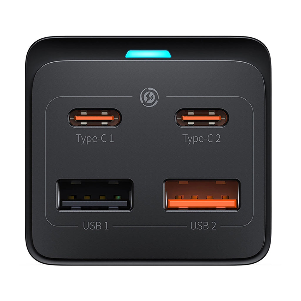 Baseus GaN3 Pro 65W EU Ladestation + 2 x USB-C + 2 x USB-A mit Baseus Xiaobai USB-C 100W 1m Kabel - Schwarz