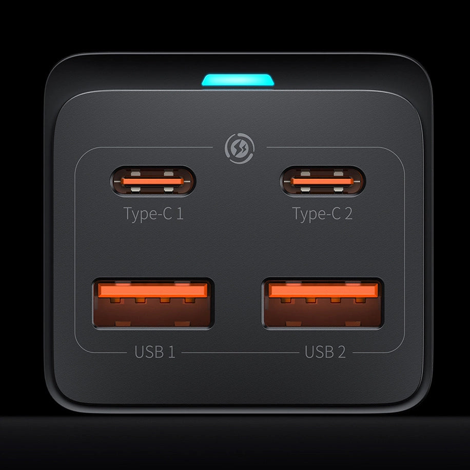 Baseus GaN3 Pro schnelles universelles GaN-Ladegerät 2 x USB Typ C / 2x USB 100W PD3.0, QC4.0+, AFC schwarz (CCGP000101)