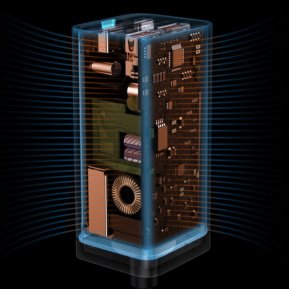 Baseus GaN3 Pro schnelles universelles GaN-Ladegerät 2 x USB Typ C / 2x USB 100W PD3.0, QC4.0+, AFC schwarz (CCGP000101)