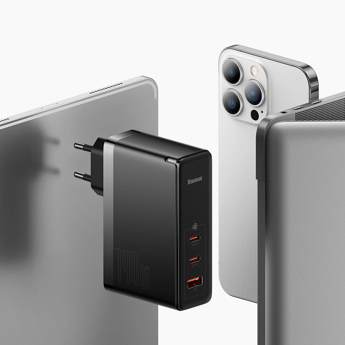 Baseus GaN5 Pro Schnellladegerät 2xUSB-C + USB 140W EU schwarz (CCGP100201)