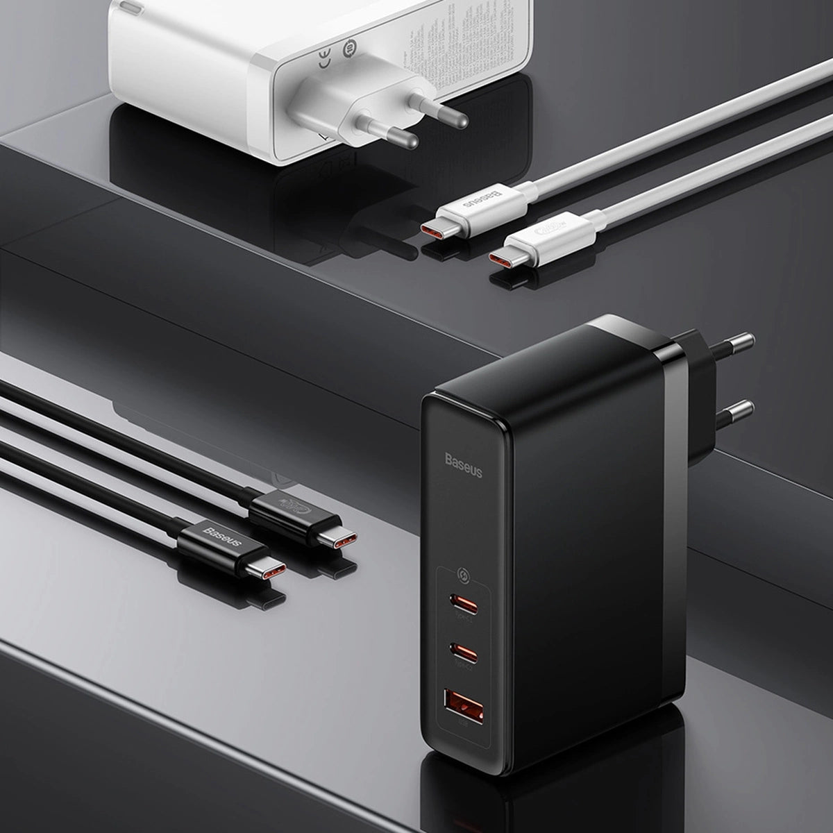 Baseus GaN5 Pro Schnellladegerät 2xUSB-C + USB 140W EU schwarz (CCGP100201)