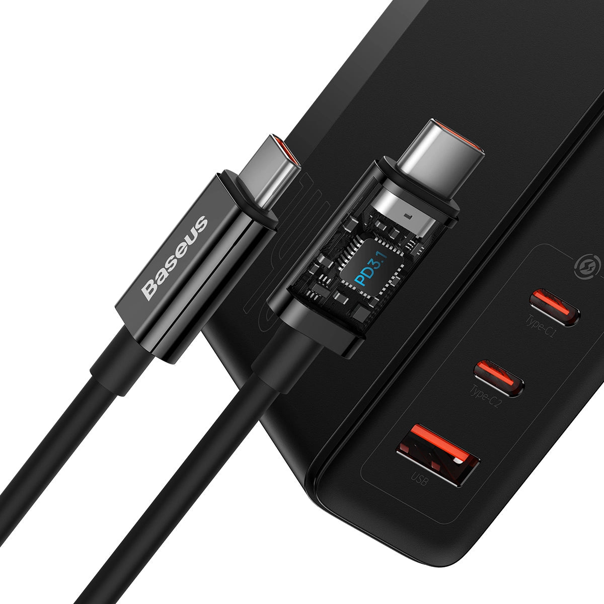 Baseus GaN5 Pro Schnellladegerät 2xUSB-C + USB 140W EU schwarz (CCGP100201)