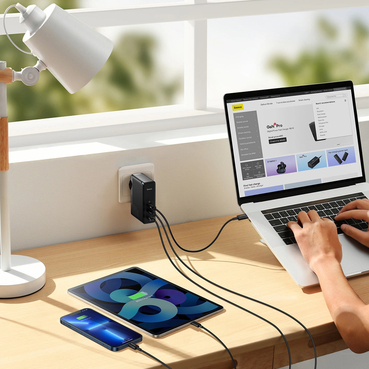 Baseus GaN5 Pro Schnellladegerät 2xUSB-C + USB 140W EU schwarz (CCGP100201)