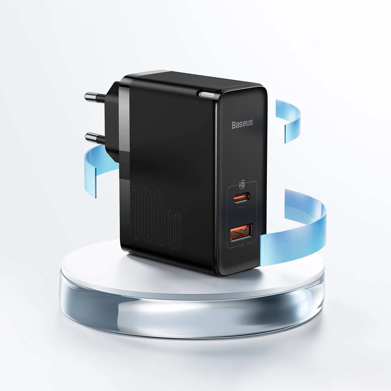 Baseus GaN5 Pro schnelles universelles Wandladegerät GaN USB Typ C / USB 100W PD3.0, QC4.0+, AFC schwarz (CCGP090201)