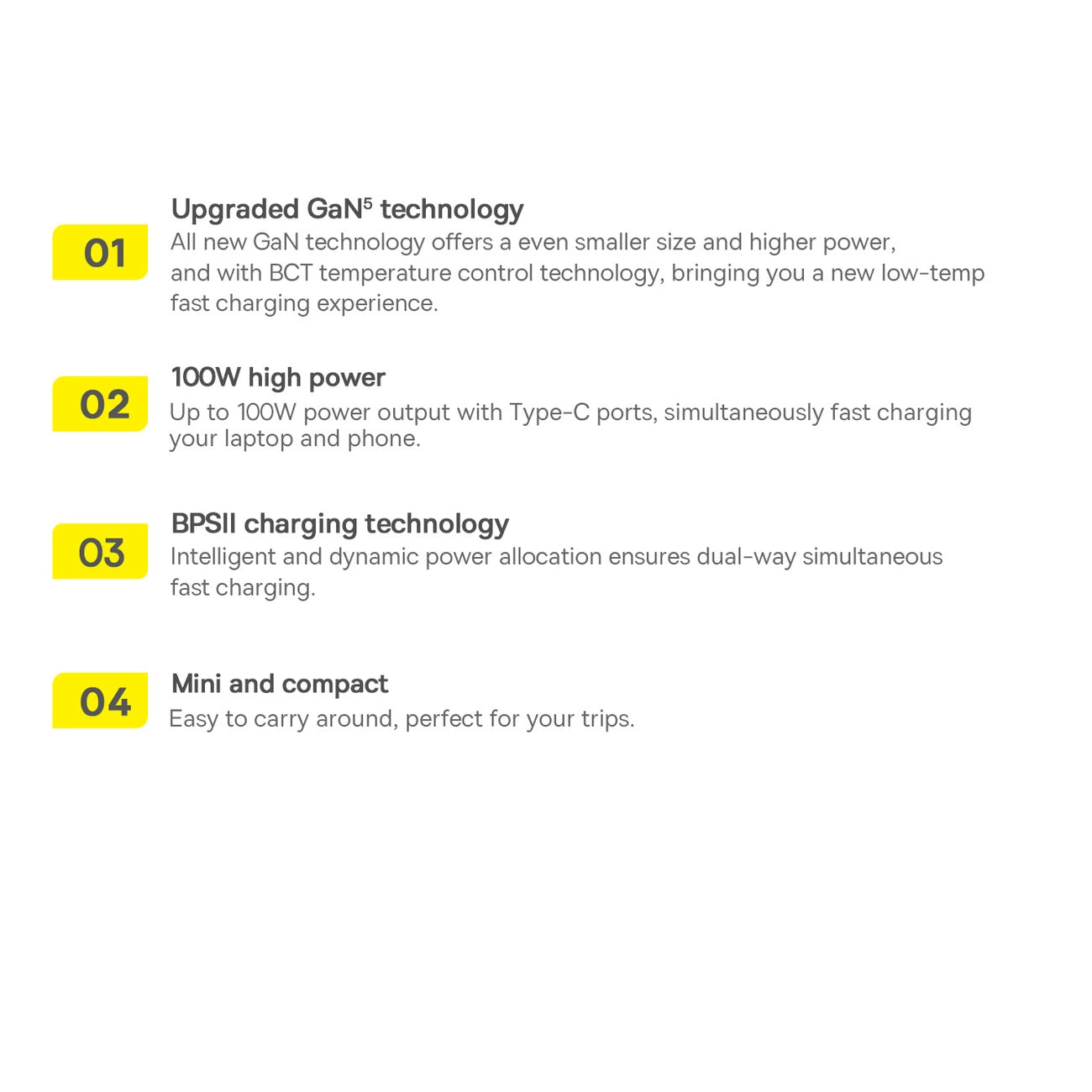 Baseus GaN5 Pro schnelles universelles Wandladegerät GaN USB Typ C / USB 100W PD3.0, QC4.0+, AFC schwarz (CCGP090201)