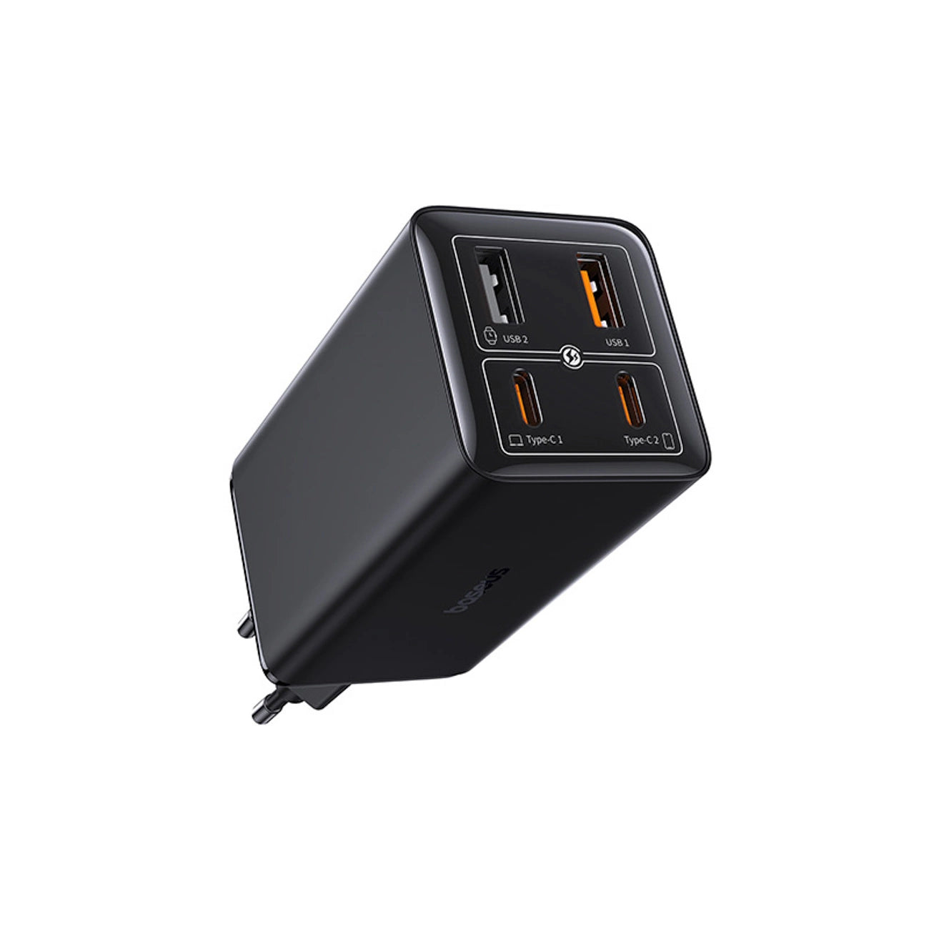 Baseus GaN6 Pro Ladegerät 100W 2 x USB-C 2 x USB-A mit schwarzem USB-C-Kabel 100W 1m - Schwarz
