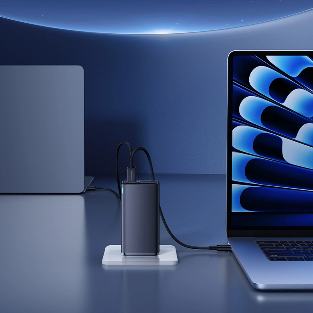 Baseus GaN6 Pro Ladegerät 100W 2 x USB-C 2 x USB-A mit schwarzem USB-C-Kabel 100W 1m - Schwarz