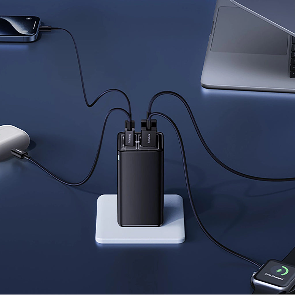 Baseus GaN6 Pro Ladegerät 100W 2 x USB-C 2 x USB-A mit schwarzem USB-C-Kabel 100W 1m - Schwarz