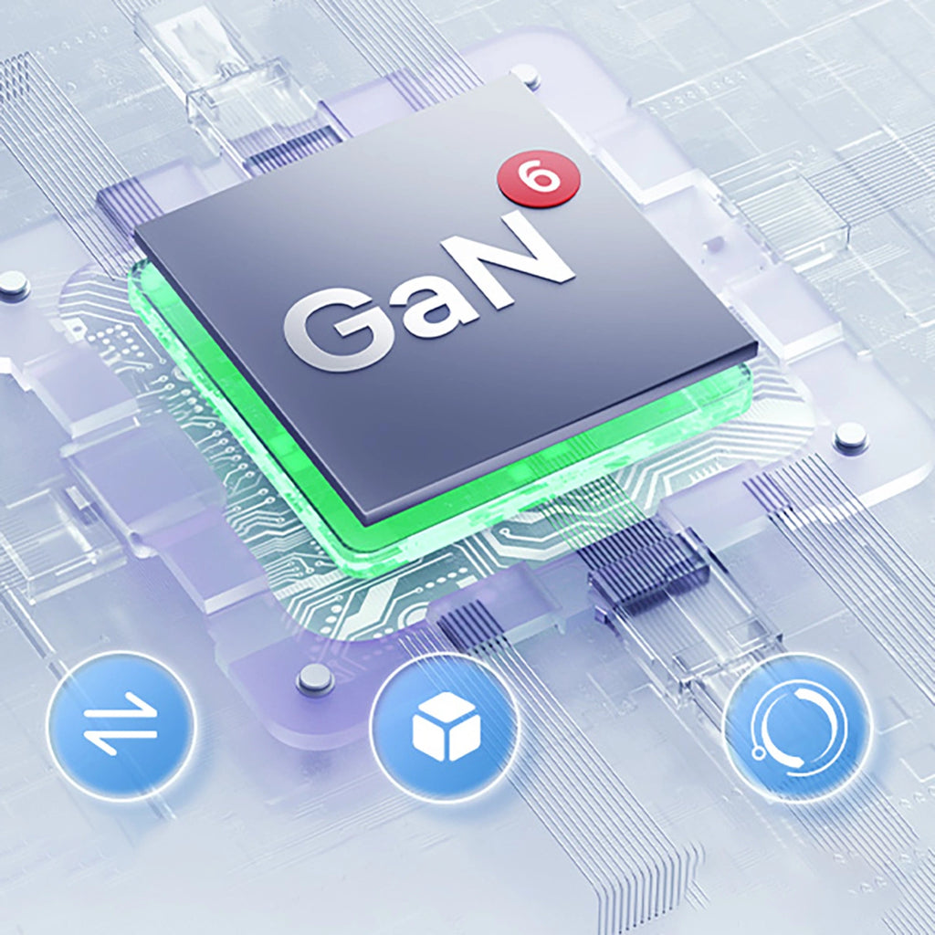 Baseus GaN6 Pro Ladegerät 65W 2 x USB-C 2 x USB-A mit schwarzem USB-C-Kabel 100W 1m - Weiß