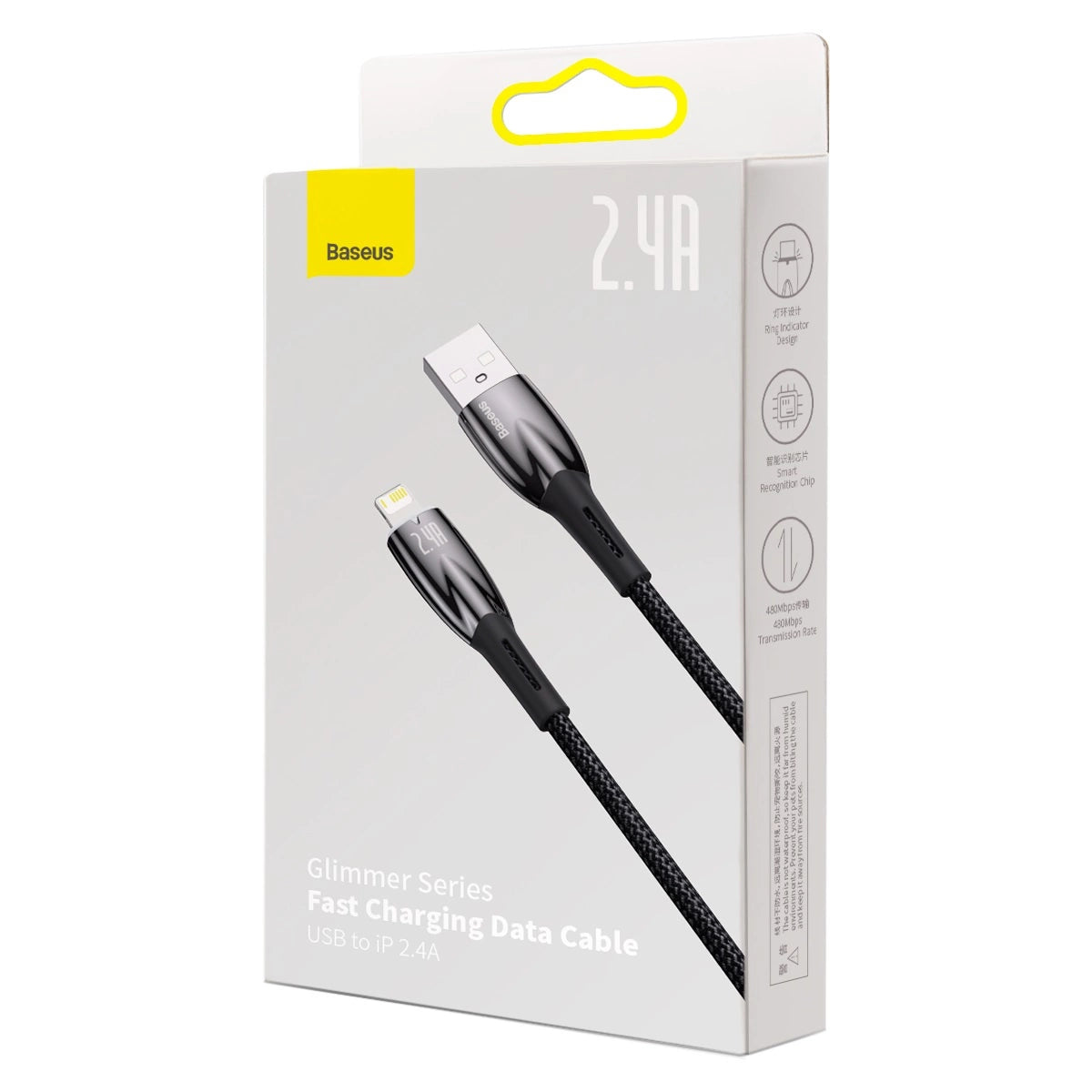 Baseus Glimmer Series Kabel USB-A - Lightning 480Mb/s 2.4A 2m schwarz