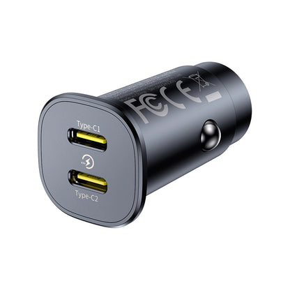 Baseus GoTrip 2 x USB-C 30W Autoladegerät - Schwarz