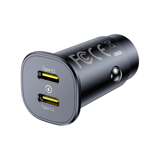 Baseus GoTrip 2 x USB-C 30W Autoladegerät - Schwarz
