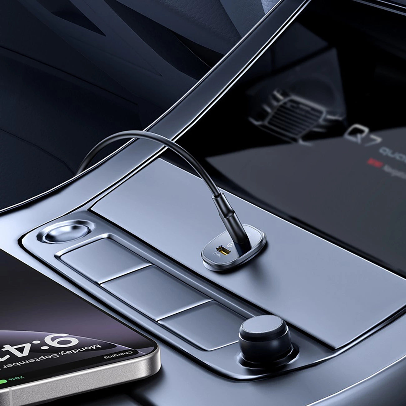 Baseus GoTrip 2 x USB-C 30W Autoladegerät - Schwarz