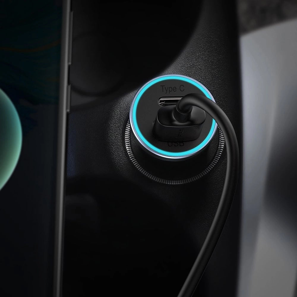 Baseus Golden Contactor Pro Autoladegerät USB-C / USB-A 40W PD QC 4+ SCP FCP AFC + Kabel - grau