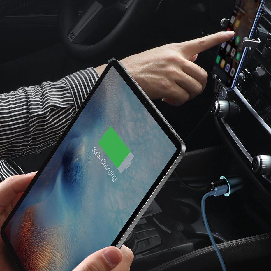 Baseus Golden Contactor Pro Autoladegerät USB-C / USB-A 40W PD QC 4+ SCP FCP AFC + Kabel - grau