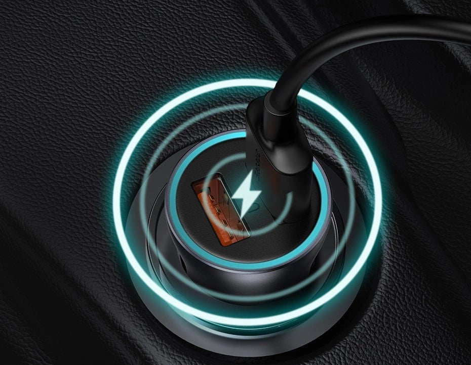 Baseus Golden Contactor Pro Autoladegerät USB-C / USB-A 40W PD QC 4+ SCP FCP AFC + Kabel - grau