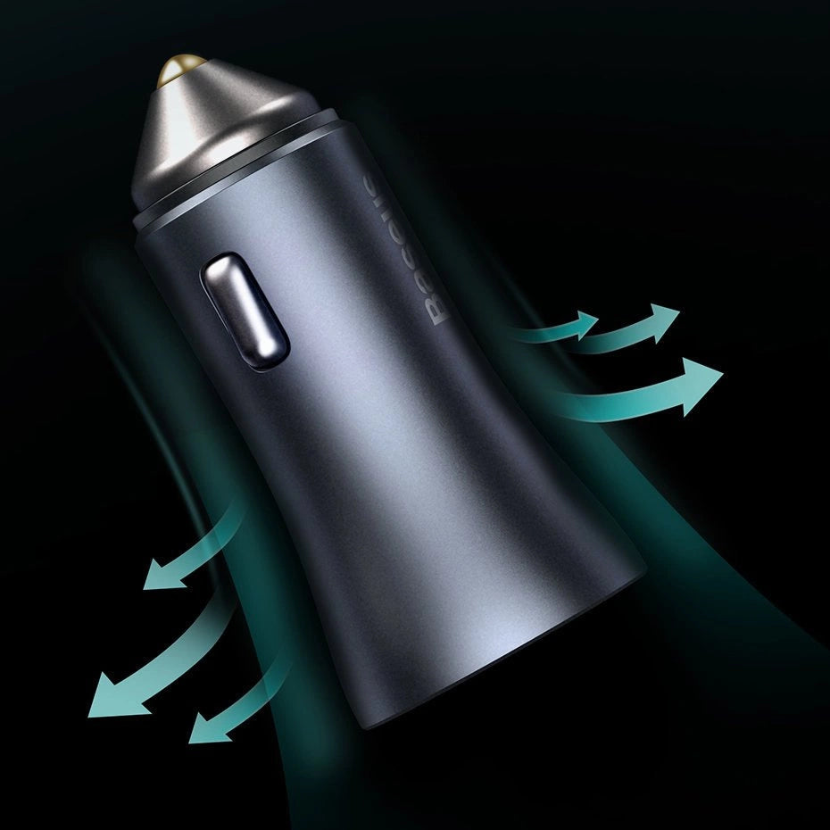 Baseus Golden Contactor Pro Autoladegerät USB-C / USB-A 40W PD QC 4+ SCP FCP AFC + Kabel - grau