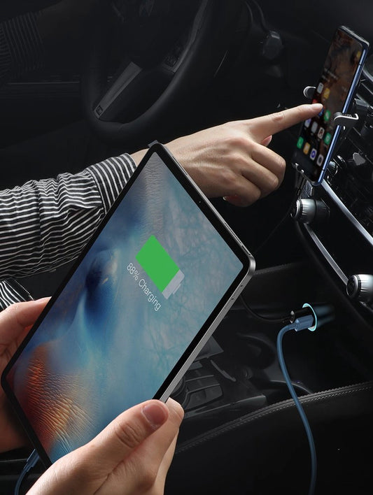 Baseus Golden Contactor Pro Quick Charger Auto Ladegerät 2x USB 40 W Quick Charge SCP FCP AFC + USB - USB Typ C Kabel grau (TZCCJD-A0G)