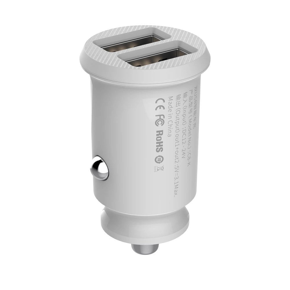 Baseus Grain Autoladegerät CCALL-ML02 Mini-Ladegerät 2x USB-A 3,1A - Weiß