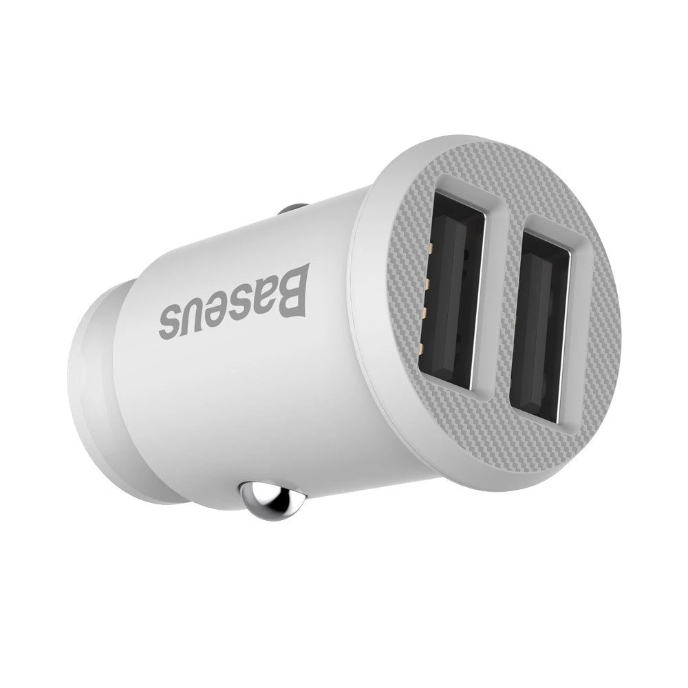 Baseus Grain Autoladegerät CCALL-ML02 Mini-Ladegerät 2x USB-A 3,1A - Weiß