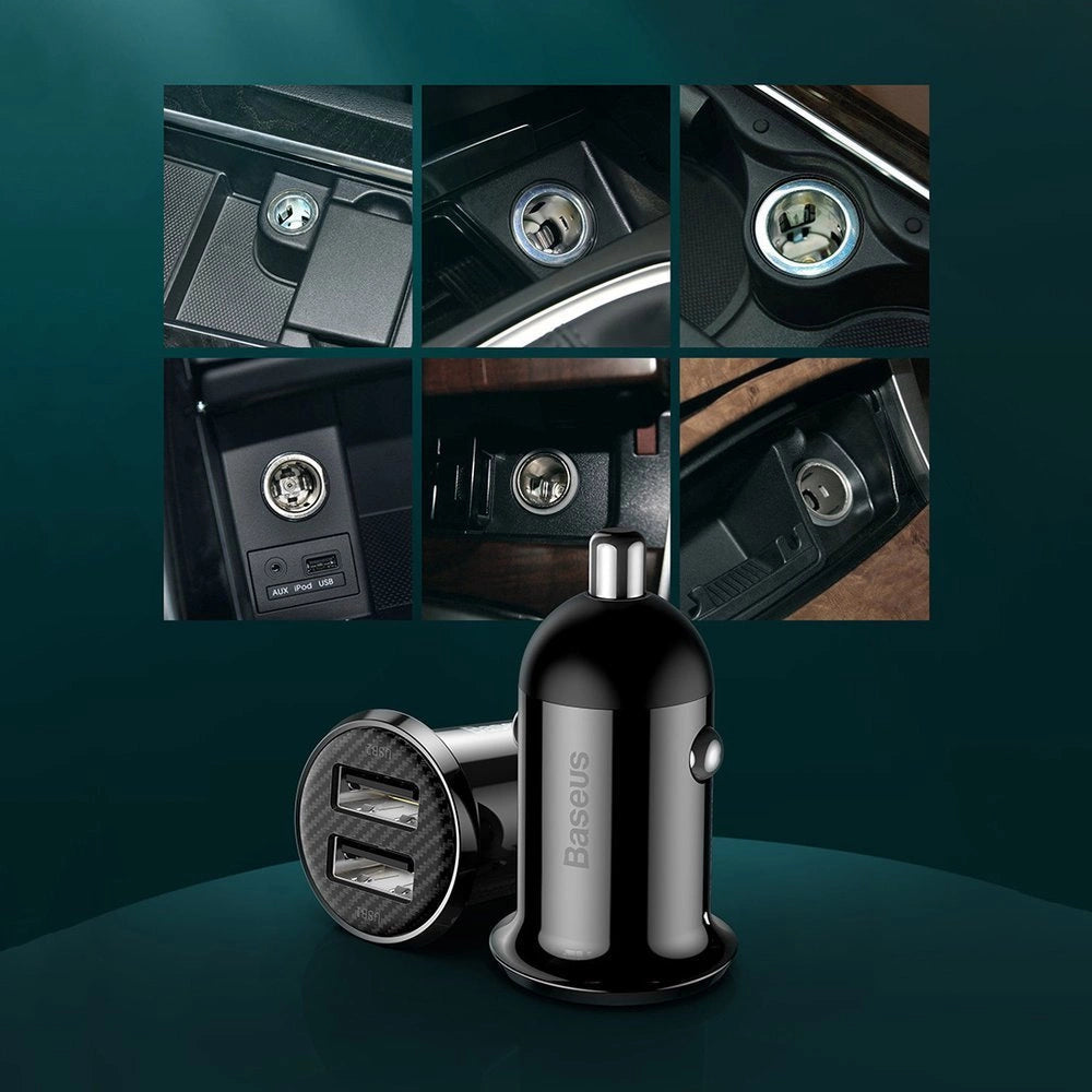 Baseus Grain Pro Autoladegerät 2x USB 4.8 A Schwarz (CCALLP-01)