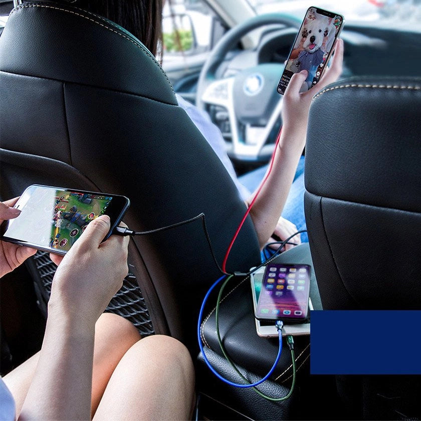 Baseus Kabel USB Kabel 4in1 Lightning / 2x USB Typ C / Micro USB Kabel mit Nylon geflochtenes 3.5A 1.2m schwarz (CA1T4-B01)