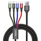 Baseus Kabel USB Kabel 4in1 Lightning / 2x USB Typ C / Micro USB Kabel mit Nylon geflochtenes 3.5A 1.2m schwarz (CA1T4-B01)