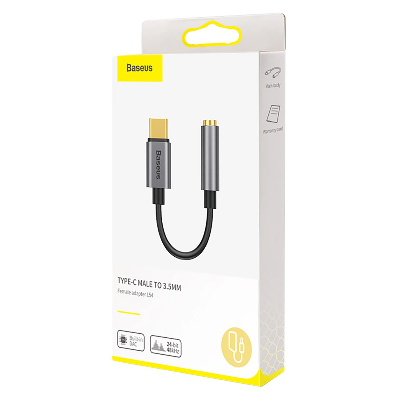 Baseus L54-Adapter für USB-C-Kopfhörer/Miniklinke 3,5 mm DAC 24 Bit 48 KHz – Grau