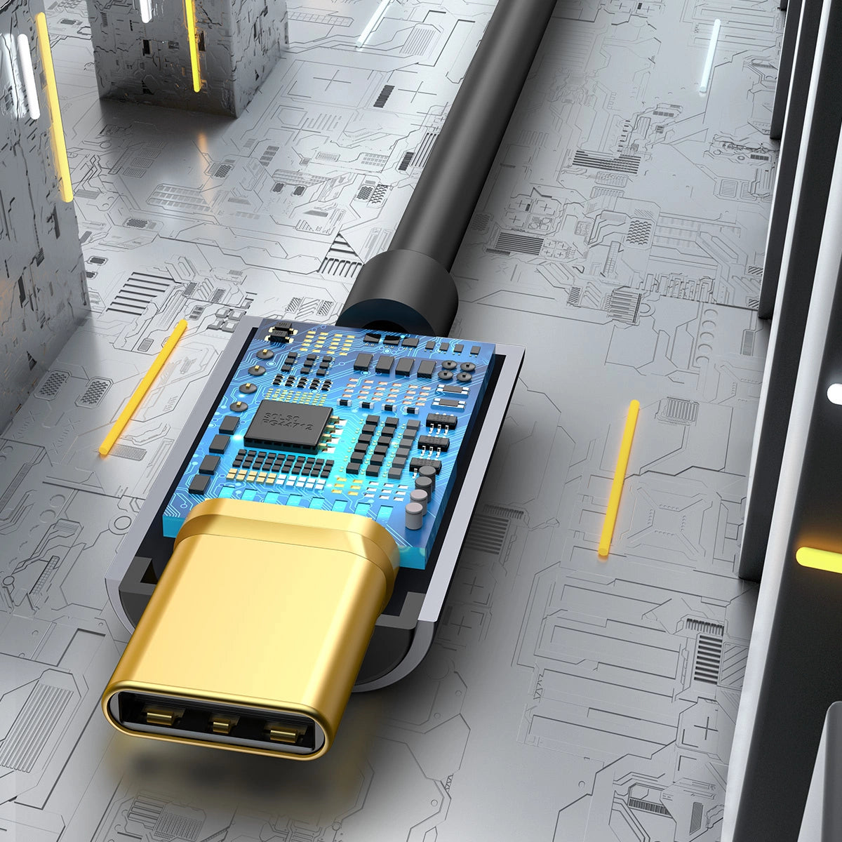 Baseus L54-Adapter für USB-C-Kopfhörer/Miniklinke 3,5 mm DAC 24 Bit 48 KHz – Grau