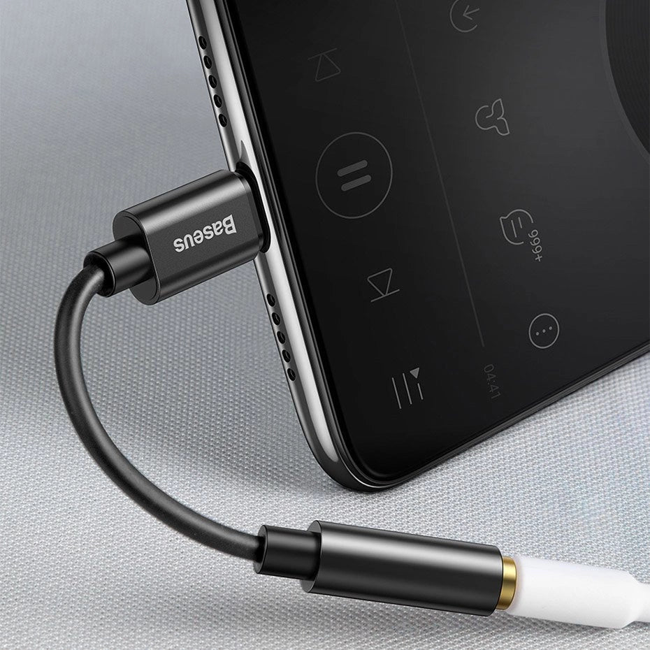 Baseus L54-Adapter für USB-C-Kopfhörer/Miniklinke 3,5 mm DAC 24 Bit 48 KHz – Schwarz