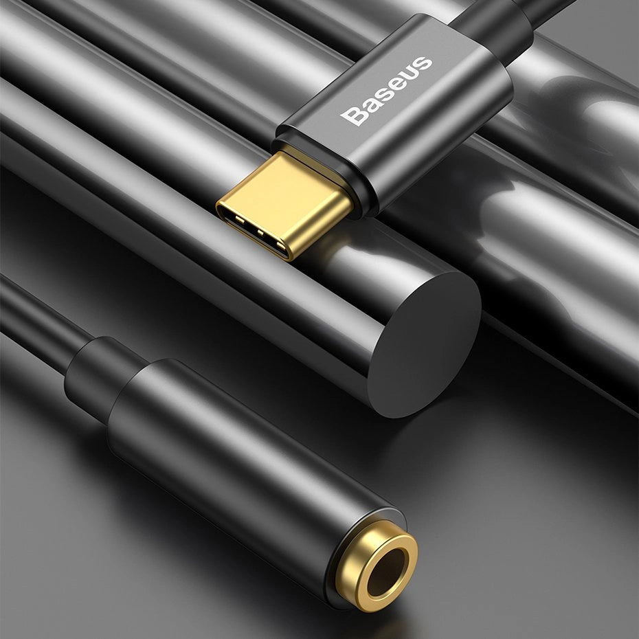 Baseus L54-Adapter für USB-C-Kopfhörer/Miniklinke 3,5 mm DAC 24 Bit 48 KHz – Schwarz