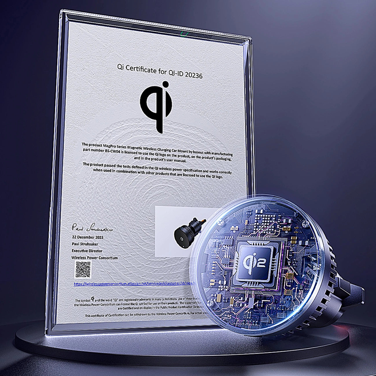 Baseus MagPro BS-CW04 Autohalterung mit Qi2.0 15W induktivem Ladegerät für Lüftungsschlitze – Schwarz