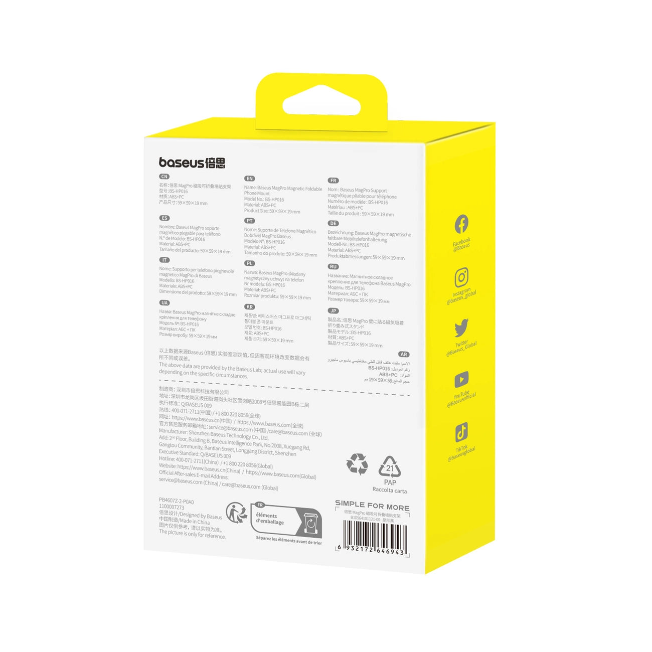 Baseus MagPro faltbarer Magnethalter für das Telefon – Schwarz