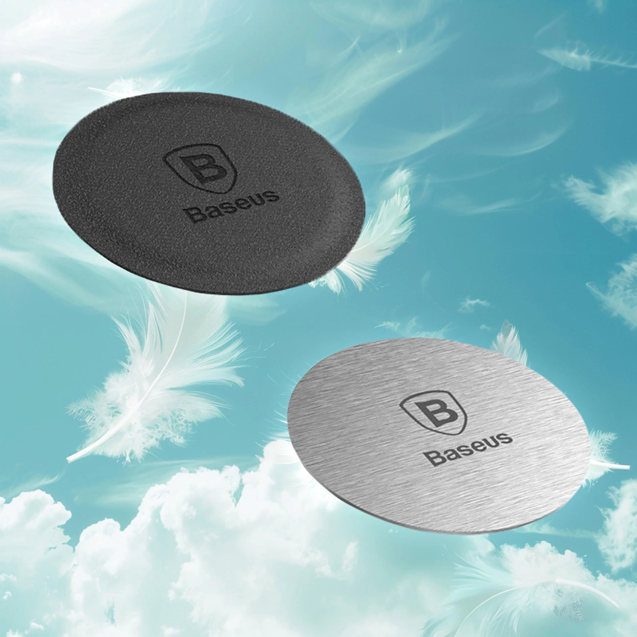 Baseus Magnet Iron Suit Platten für Magnethalter, selbstklebend - Silber und Schwarz (2 Stk.)