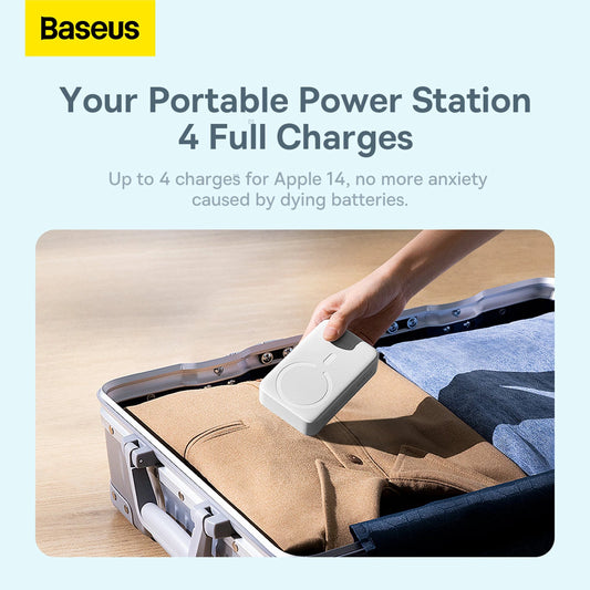 Baseus Magnetic Mini 20000 mAh 20W Powerbank - Weiß + USB-C / USB-C-Kabel