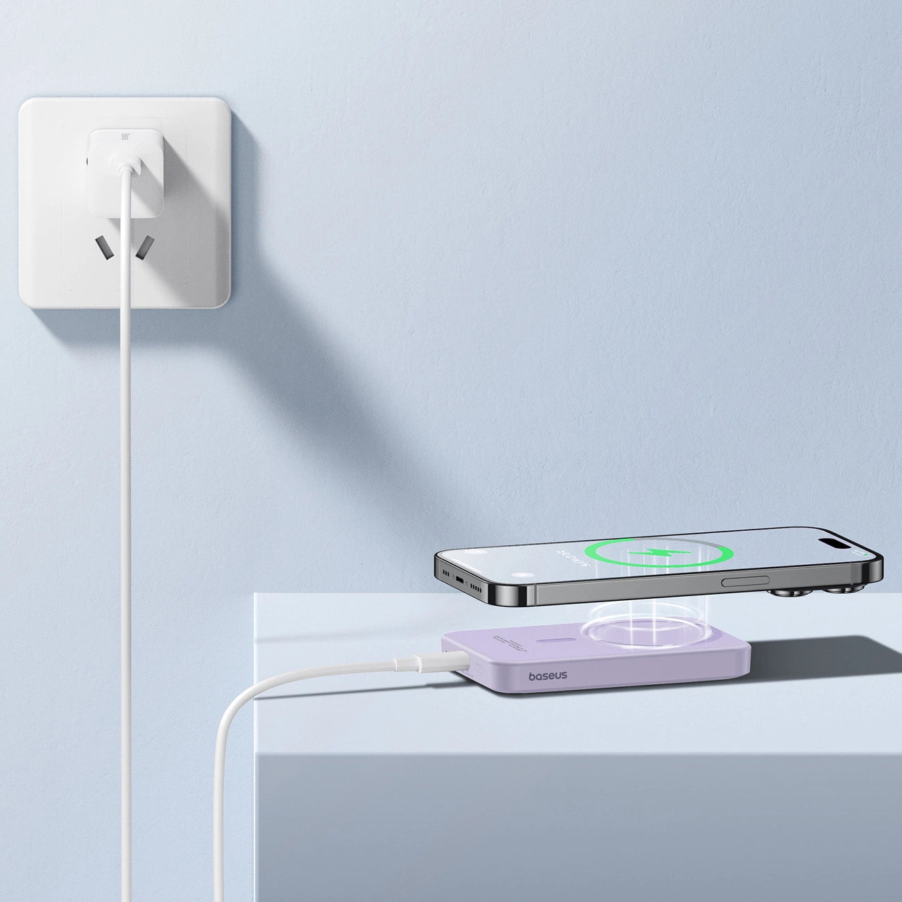 Baseus Mini-Powerbank 5000 mAh 20 W + USB-C-Kabel (20 V/3 A) – Lila