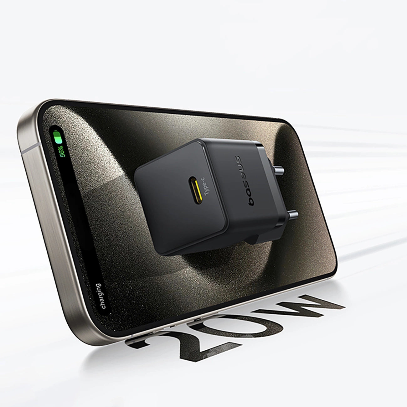 Baseus Palm 1C 20W Wandladegerät (mit Baseus Mini White USB-C 60W (20V/3A) 1m Kabel) - Schwarz