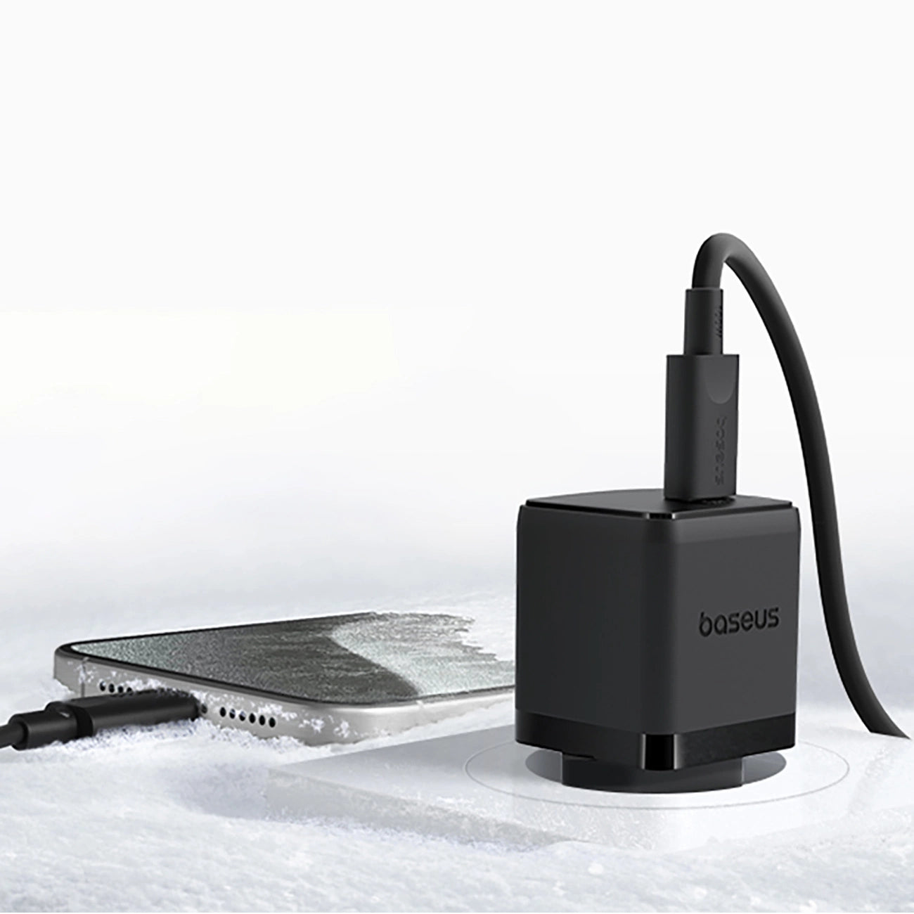 Baseus Palm 1C 20W Wandladegerät (mit Baseus Mini White USB-C 60W (20V/3A) 1m Kabel) - Schwarz