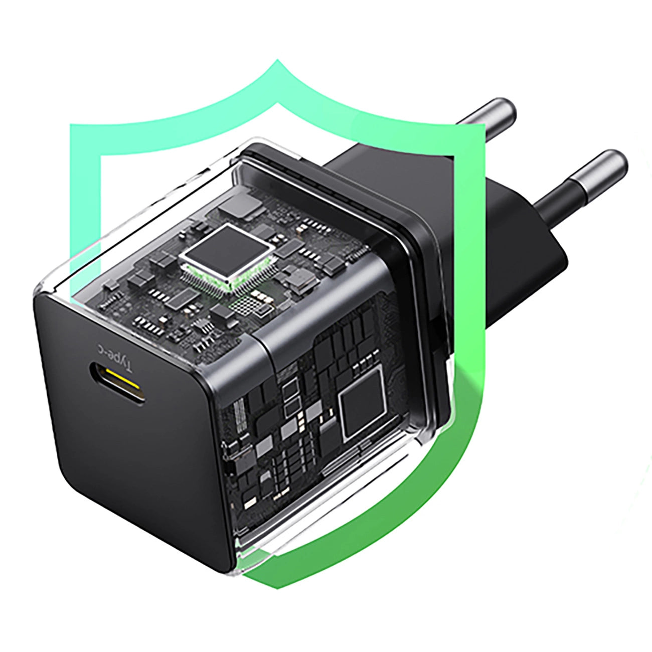 Baseus Palm 1C 20W Wandladegerät (mit Baseus Mini White USB-C 60W (20V/3A) 1m Kabel) - Schwarz