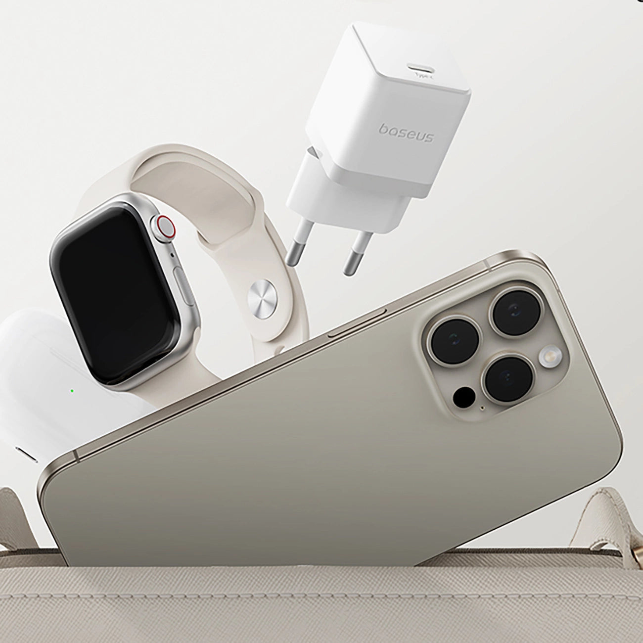 Baseus Palm 1C 20W Wandladegerät (mit Baseus Mini White USB-C 60W (20V/3A) 1m Kabel) - Weiß