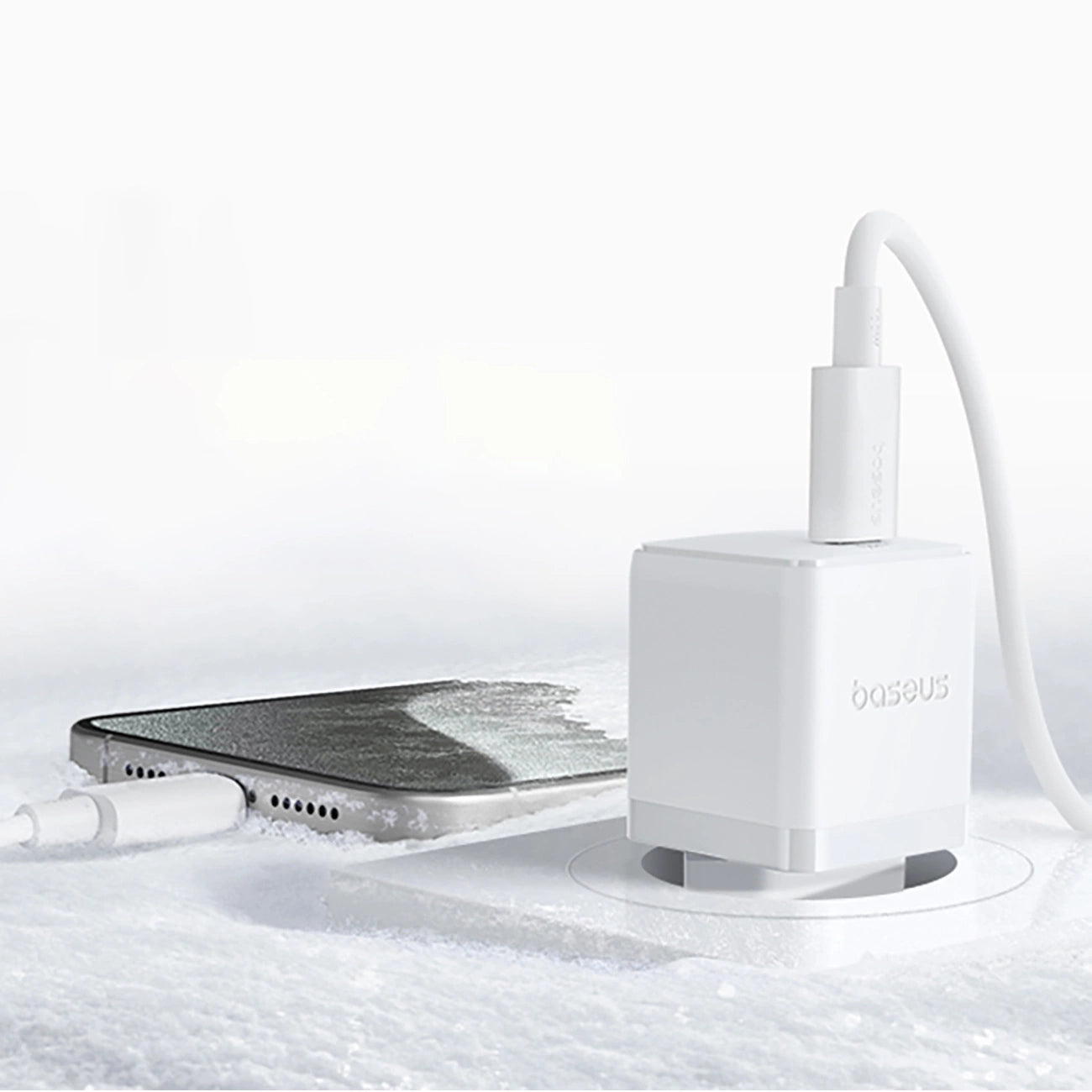 Baseus Palm 1C 20W Wandladegerät (mit Baseus Mini White USB-C 60W (20V/3A) 1m Kabel) - Weiß