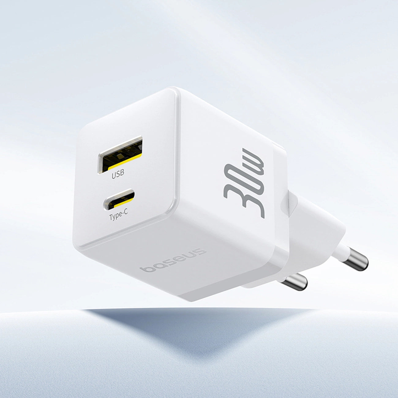Baseus Palm 30W USB-C USB-A Wandladegerät - Weiß
